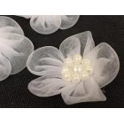 12 Organza Craft Flower for Wedding Sweet 16 or All Purpose Crafts White Appliqué Sow